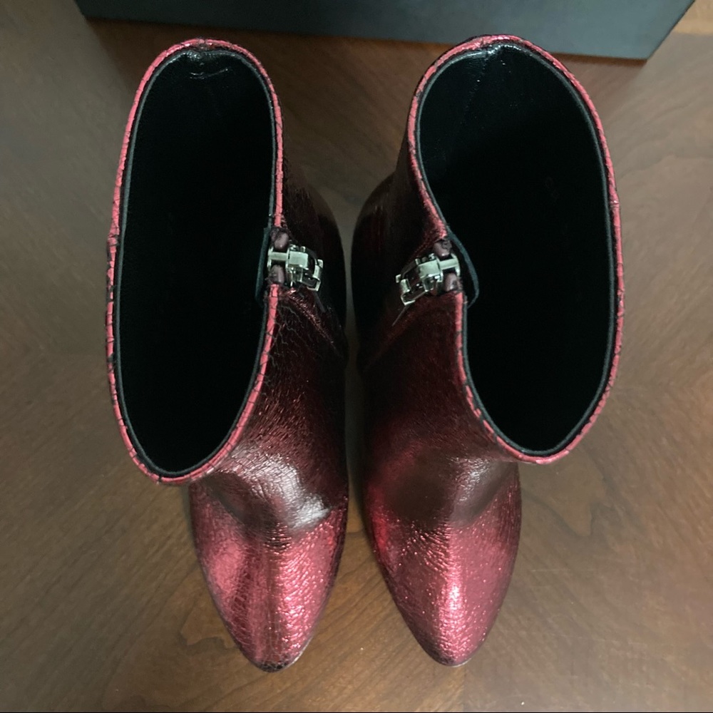 New Saint Laurent Lou 95 Zip Bootie Red Cracked Leather Size 36EU/6US - Picture 4 of 11